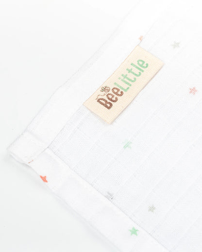 BeeLittle Baby Bath Towel-100% Organic Muslin Cotton-Colourful Stars