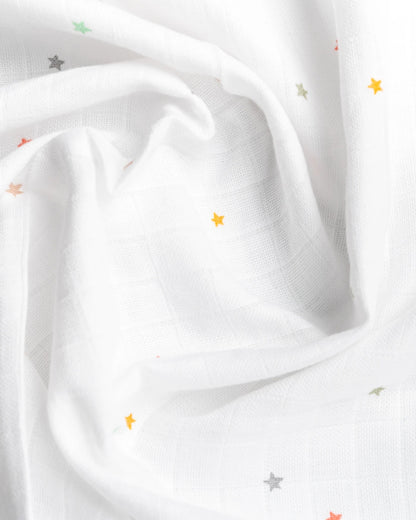 BeeLittle Baby Bath Towel-100% Organic Muslin Cotton-Colourful Stars