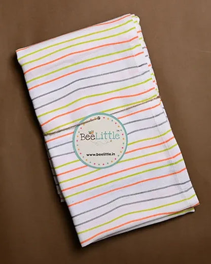 BeeLittle Baby Bath Towel-100% Organic Muslin Cotton-Solid Stripes