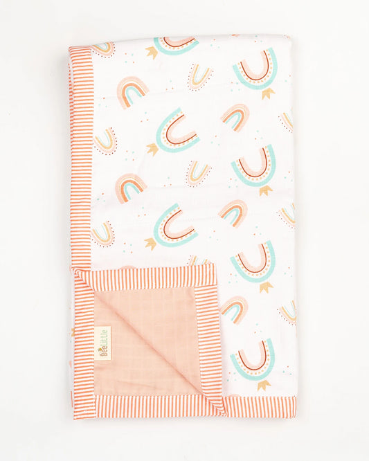 BeeLittle Peach Mania Reversible Muslin Baby Blanket-For Infants