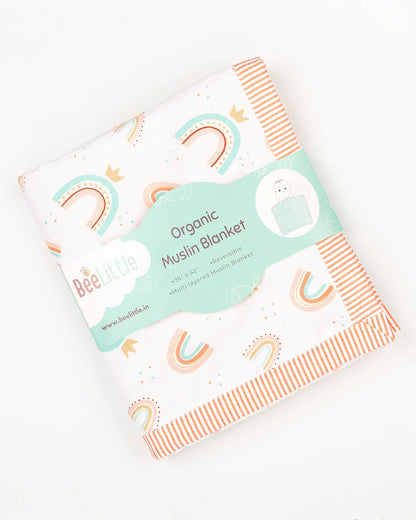 BeeLittle Peach Mania Reversible Muslin Baby Blanket-For Infants