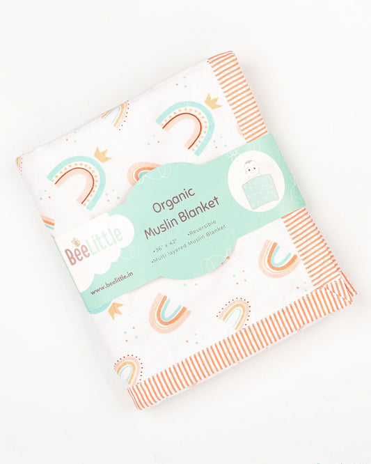 BeeLittle Peach Mania Reversible Muslin Baby Blanket-For Infants