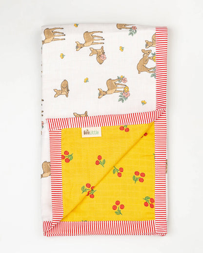 BeeLittle Bambi Love Reversible Muslin Baby Blanket-For Infants