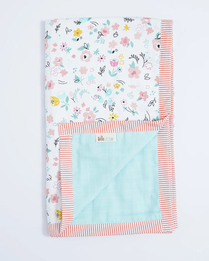 BeeLittle Cherry Blossom Reversible Muslin Baby Blanket-For Infants