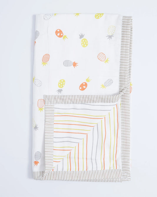 BeeLittle Pineapple Vibes Reversible Muslin Baby Blanket-For Infants