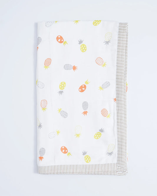 BeeLittle Pineapple Vibes Reversible Muslin Baby Blanket-For Infants