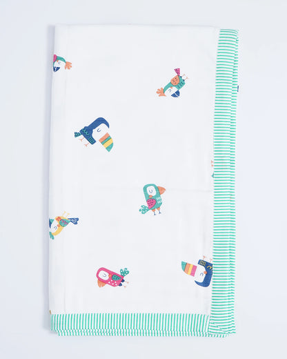 BeeLittle Bird Box Reversible Muslin Baby Blanket-For Infants