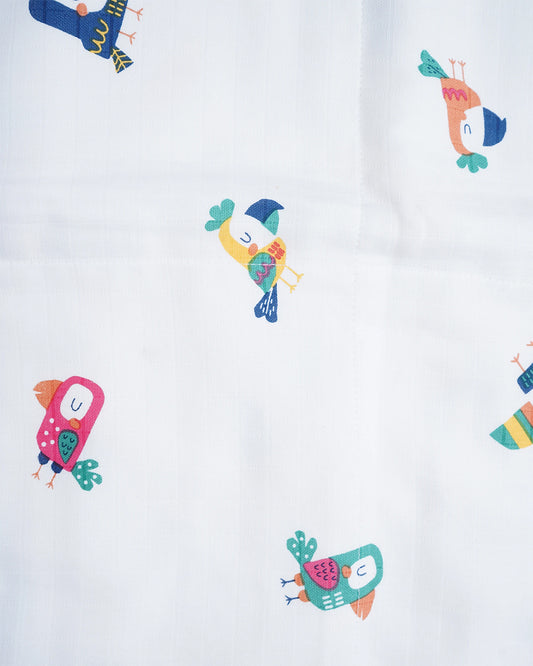 BeeLittle Bird Box Reversible Muslin Baby Blanket-For Infants