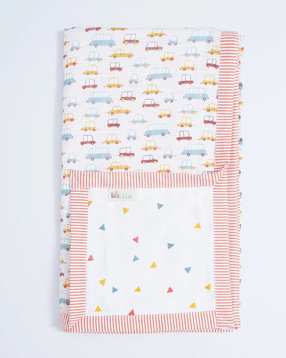 BeeLittle Cars 2.0 Reversible Muslin Baby Blanket-For Infants