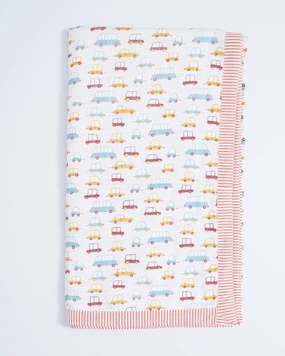 BeeLittle Cars 2.0 Reversible Muslin Baby Blanket-For Infants