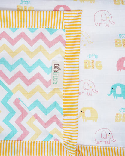 BeeLittle Ira the Elephant Reversible Muslin Baby Blanket-For Infants