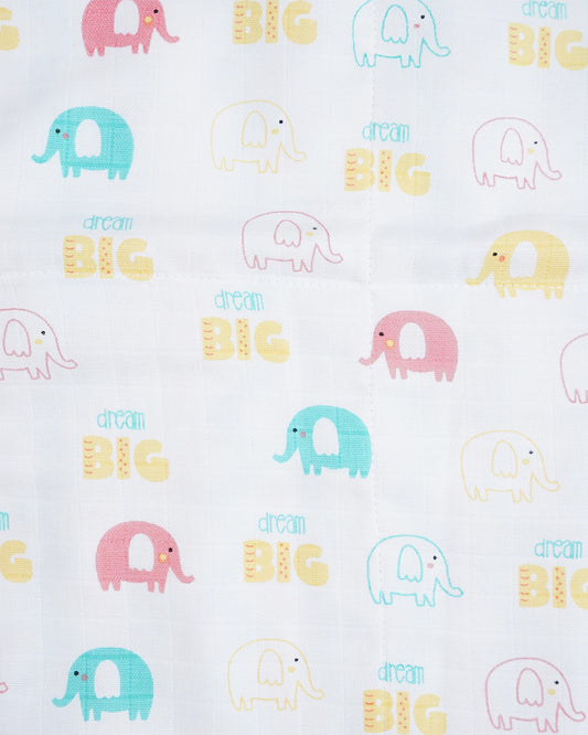 BeeLittle Ira the Elephant Reversible Muslin Baby Blanket-For Infants