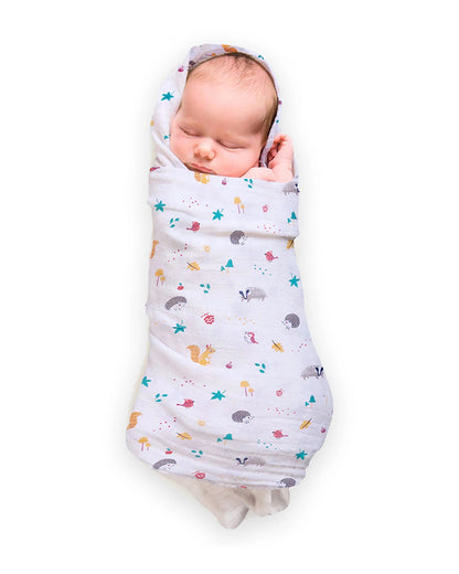 nuluv Yellow Squirrel Swaddle-Bamboo Cotton Wrap-Multicolor-Infant Wraps-Pack of 2