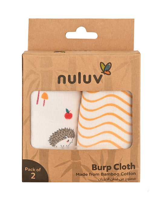 nuluv Bamboo Cotton Burp Cloths-Comfortable & Breathable-Gentle on Baby Skin-Yellow Squirrel-Pack of 2-For Infants