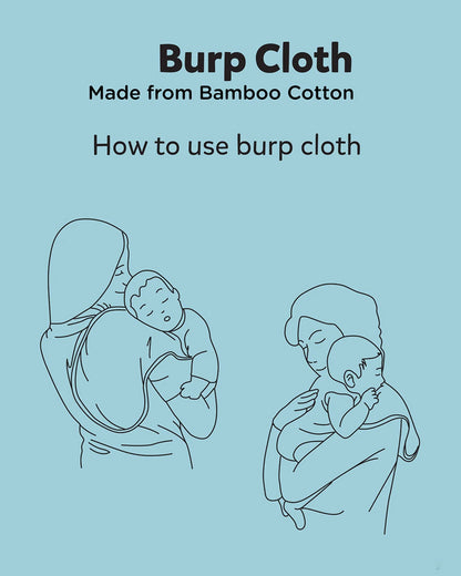 nuluv Bamboo Cotton Burp Cloths & Wash Cloths Combo Set-Comfortable & Breathable-Yellow Squirrel-For Infants