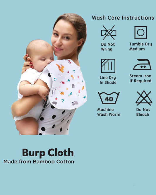 nuluv Bamboo Cotton Burp Cloths-Comfortable & Breathable-Gentle on Baby Skin-Yellow Squirrel-Pack of 2-For Infants