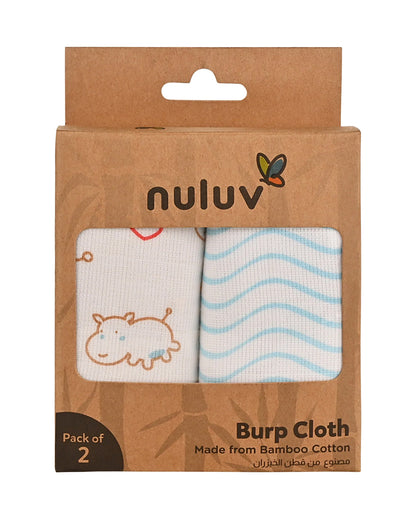 nuluv Bamboo Cotton Burp Cloths-Comfortable & Breathable-Gentle on Baby Skin-Blue Giraffe-Pack of 2-For Infants