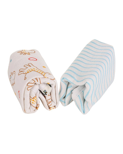 nuluv Bamboo Cotton Burp Cloths-Comfortable & Breathable-Gentle on Baby Skin-Blue Giraffe-Pack of 2-For Infants