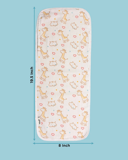 nuluv Bamboo Cotton Burp Cloths-Comfortable & Breathable-Gentle on Baby Skin-Blue Giraffe-Pack of 2-For Infants