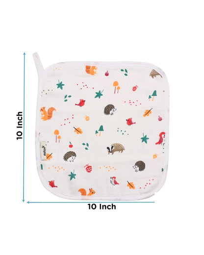nuluv Bamboo Cotton Burp Cloths & Wash Cloths Combo Set-Comfortable & Breathable-Yellow Squirrel-For Infants