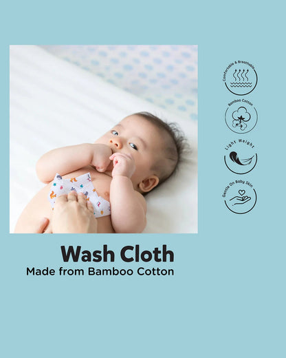 nuluv Bamboo Cotton Burp Cloths & Wash Cloths Combo Set-Comfortable & Breathable-Yellow Squirrel-For Infants