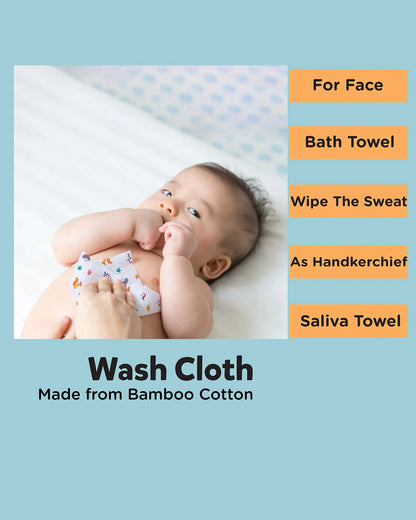 nuluv Bamboo Cotton Burp Cloths & Wash Cloths Combo Set-Comfortable & Breathable-Yellow Squirrel-For Infants