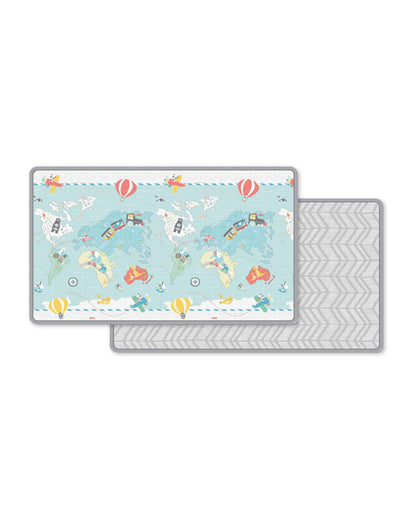 Skip Hop Doubleplay Reversible Playmat-Little Travelers-Baby Tummy Time Adventure, Crawling & Play-Stylish, Safe & Easy to Clean-Indoor Baby Mat-0M+
