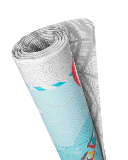 Skip Hop Doubleplay Reversible Playmat-Little Travelers-Baby Tummy Time Adventure, Crawling & Play-Stylish, Safe & Easy to Clean-Indoor Baby Mat-0M+