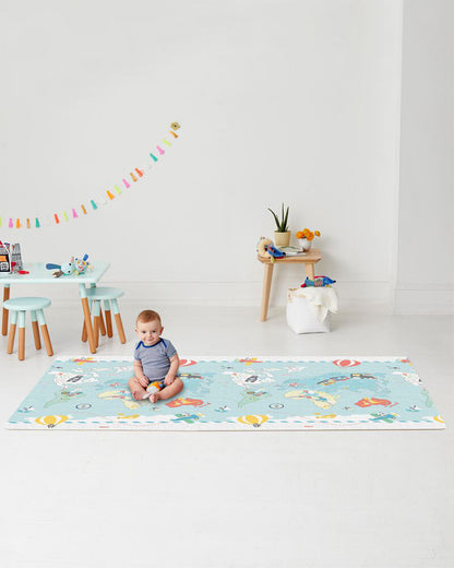 Skip Hop Doubleplay Reversible Playmat-Little Travelers-Baby Tummy Time Adventure, Crawling & Play-Stylish, Safe & Easy to Clean-Indoor Baby Mat-0M+