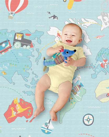 Skip Hop Doubleplay Reversible Playmat-Little Travelers-Baby Tummy Time Adventure, Crawling & Play-Stylish, Safe & Easy to Clean-Indoor Baby Mat-0M+