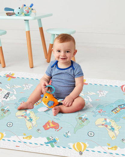 Skip Hop Doubleplay Reversible Playmat-Little Travelers-Baby Tummy Time Adventure, Crawling & Play-Stylish, Safe & Easy to Clean-Indoor Baby Mat-0M+