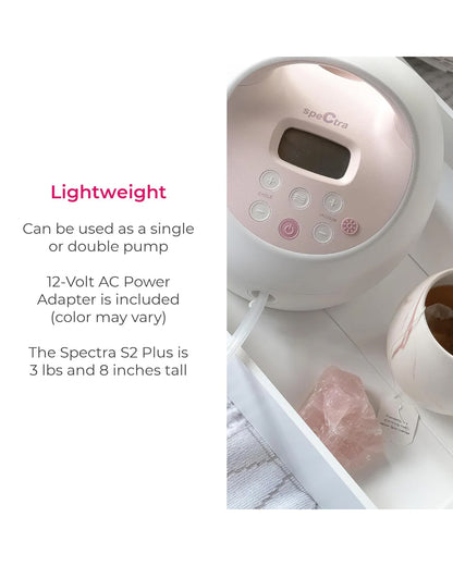 Spectra S2 Plus™ Premier Double Electric Breast Pump-With Hospital Grade Adjustable Suction (270 mmHg)-Versatile Single or Double Pumping-Simulates Natural Suckling-Advance Massage and Expression Modes-Milk Expression Pump