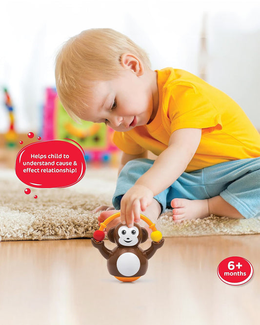 Funskool Giggles Push N Crawl Monkey Vehicle Toy-Brown-9M+