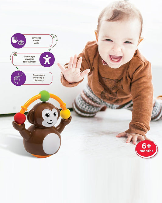 Funskool Giggles Push N Crawl Monkey Vehicle Toy-Brown-9M+