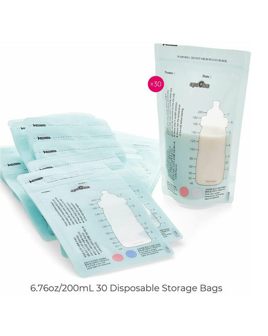 Spectra Breast Milk Storage Bags-With Temperature Indicator & Mearusing Scale-Pre Sterilized-Double Lined-Zip Top Seal-200 ml-Pack of 30