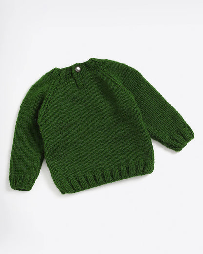 The Original Knit Green Winter Wear Sweater-Embroidered Handmade-High Quality Yarn-For Infants