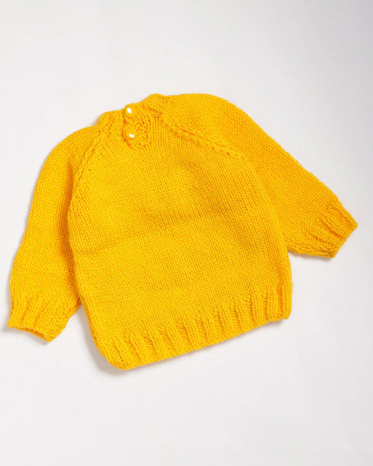 The Original Knit Yellow Winter Wear Sweater-Embroidered Handmade-High Quality Yarn-For Infants