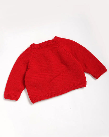 The Original Knit Red & White Winter Wear Sweater With Dress-Embroidered Handmade-High Quality Yarn-For Infants