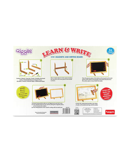 Funskool Giggles Learn N Write 2 In 1 Magnetic Wooden Slate-Chalkboard & Whiteboard-Art & Craft Kit-18M+