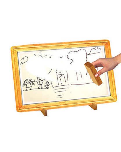 Funskool Giggles Learn N Write 2 In 1 Magnetic Wooden Slate-Chalkboard & Whiteboard-Art & Craft Kit-18M+