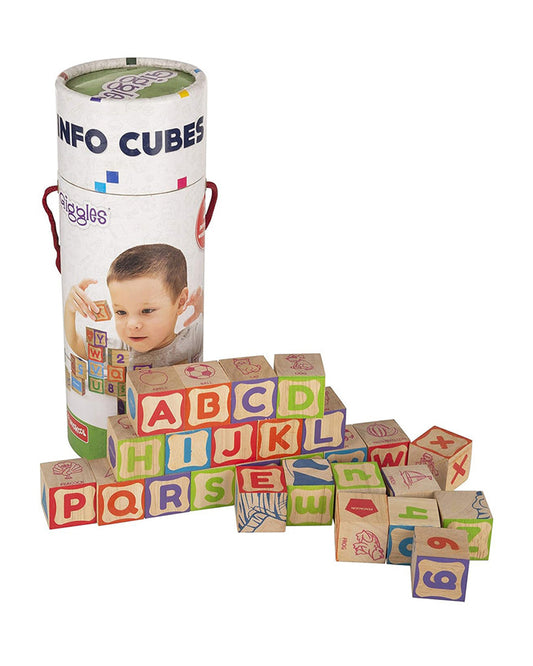 Funskool Giggles Wooden Info Cubes-Shape Sorter & Stacker-Learning & Educational Toys-12M+