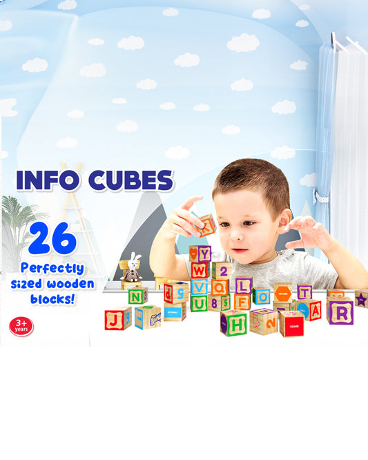 Funskool Giggles Wooden Info Cubes-Shape Sorter & Stacker-Learning & Educational Toys-12M+