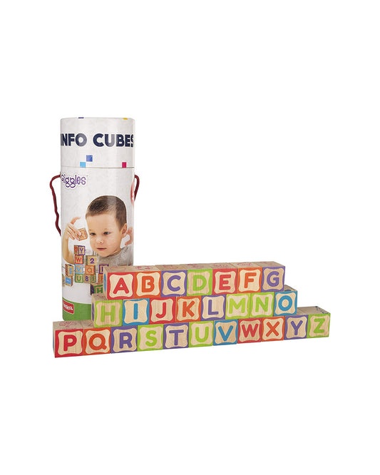 Funskool Giggles Wooden Info Cubes-Shape Sorter & Stacker-Learning & Educational Toys-12M+