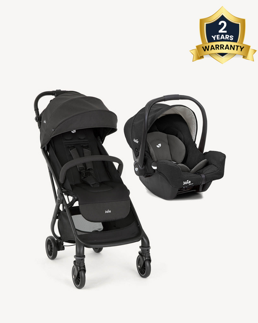 Joie Tourist Lightweight Baby Stroller & Gemm Car Seat Travel System-Stroller Features (Adjustable Handle Height, One Hand Fold, Upto 15 Kg)-Car Seat Features (Airline Certified, Side Impact Protection, Upto 13 Kg)-Shale