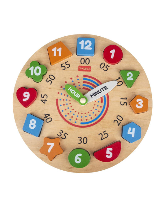 Funskool Giggles Wooden Activity Clock-Shape Sorter & Stacker-Learning & Educational Toys-12M+