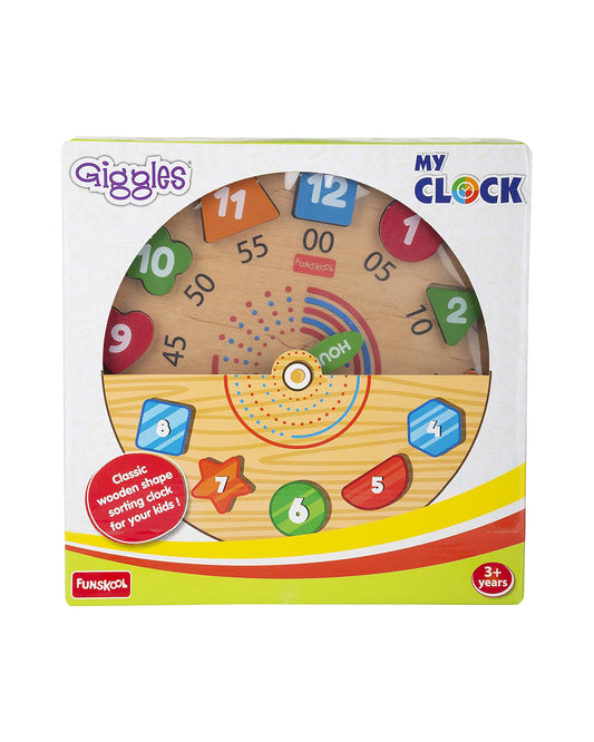 Funskool Giggles Wooden Activity Clock-Shape Sorter & Stacker-Learning & Educational Toys-12M+