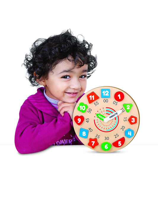 Funskool Giggles Wooden Activity Clock-Shape Sorter & Stacker-Learning & Educational Toys-12M+