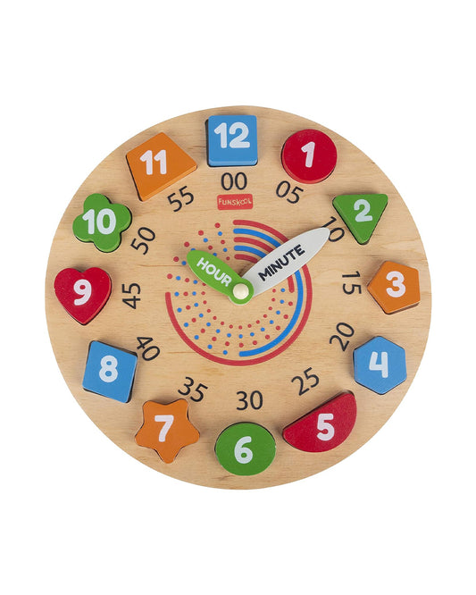 Funskool Giggles Wooden Activity Clock-Shape Sorter & Stacker-Learning & Educational Toys-12M+