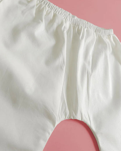 Keebee Light Blue Angrakha Kurta Pajama Set-Toucan Embroidered-Organic Cotton-For Infants