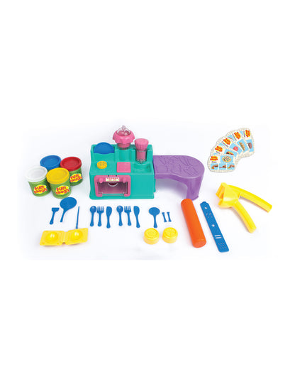 Funskool Fundough Kitchen Set-With Extruder, Kitchen Counter, Mixer, Working Table & 4 Clay Tubs-Art & Craft Kit-18M+